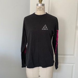 HUF Black 80s Retro Long Sleeve T-Shirt MEDIUM